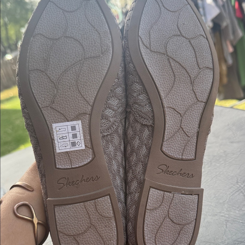 Skechers Women's Scalloped Flats in Light Brown - Picture 3 of 5